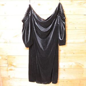 Eloquii | Black Velvet‎ Puff Sleeve Dress NWT 24